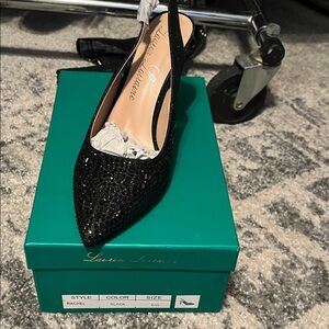 Lauren Lorraine Glittering Black Slingback Heels